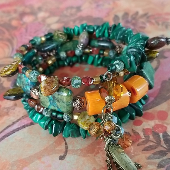 NWT Semi-precious Stone Beaded Wrap Bracelet - Picture 2 of 16